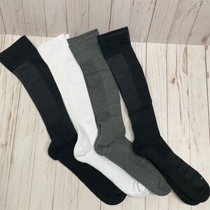 Men’s Tommie Copper OTC Tall Compression Socks Black White Gray XL Set of 4 NEW